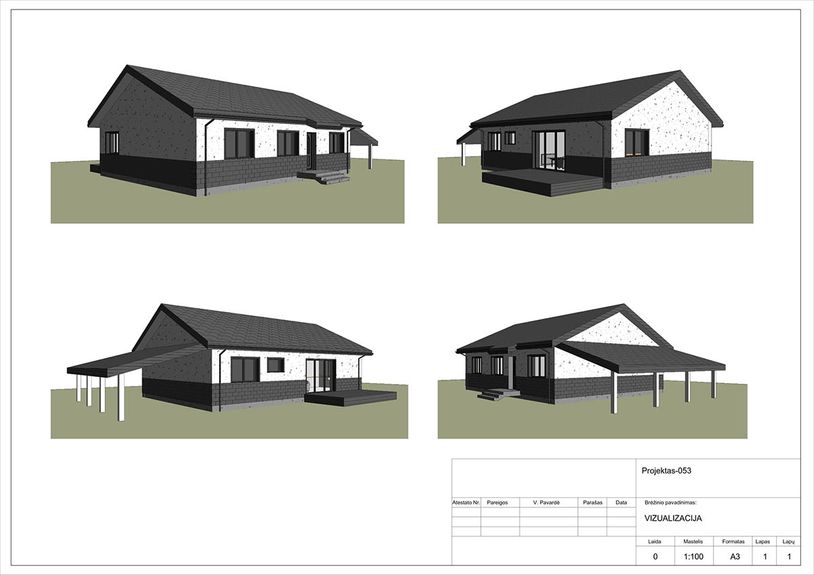 Projektų bendras plotas 100 - 150 m²