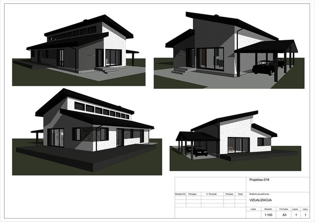 Projektų bendras plotas 100 - 150 m²