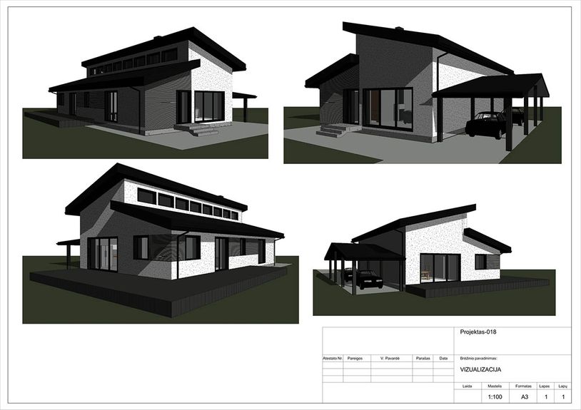 Projektų bendras plotas 100 - 150 m²