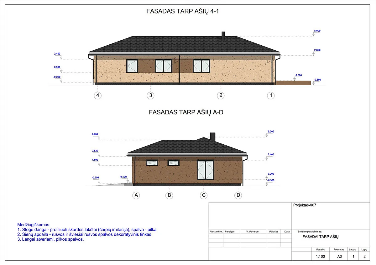 Projektų bendras plotas nuo 150 m²