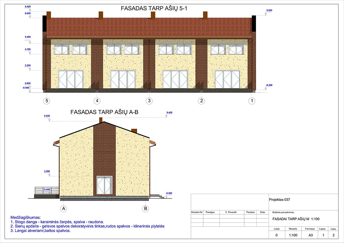 Projektų bendras plotas nuo 150 m²