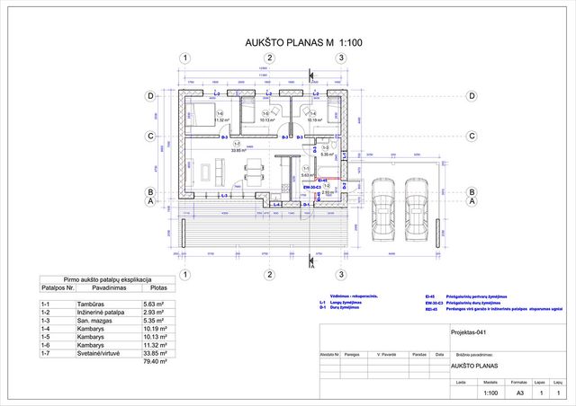 Projektų bendras plotas iki 100 m²