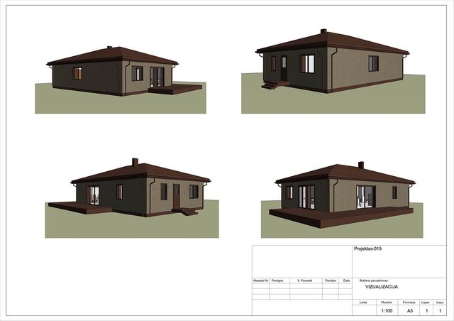 Projektų bendras plotas 100 - 150 m²