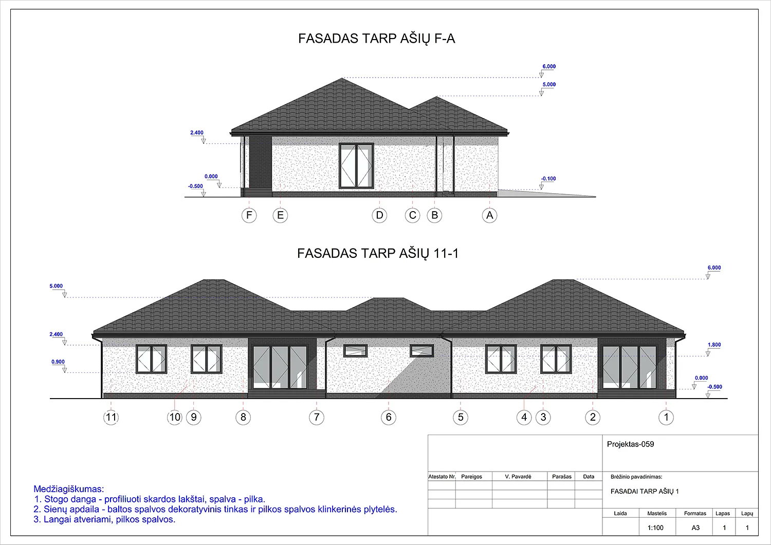 Projektų bendras plotas nuo 150 m²
