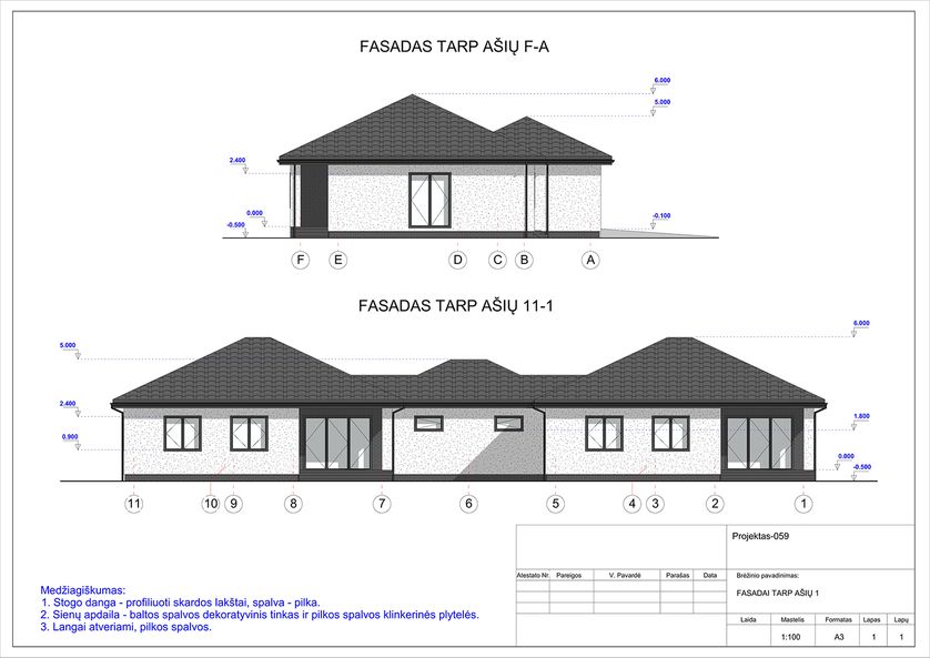 Projektų bendras plotas nuo 150 m²