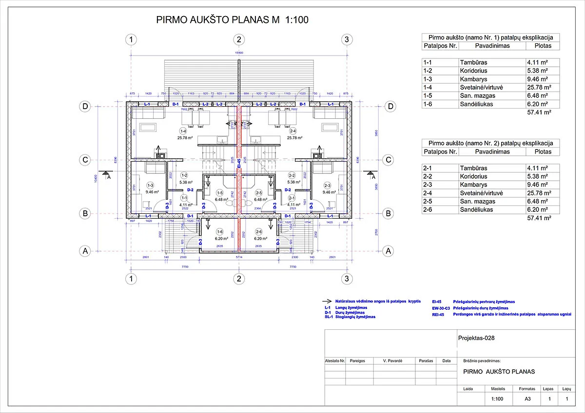 Projektų bendras plotas nuo 150 m²