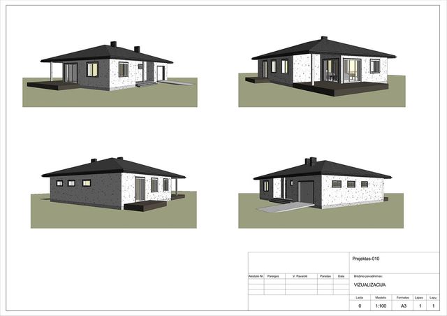 Projektų bendras plotas 100 - 150 m²