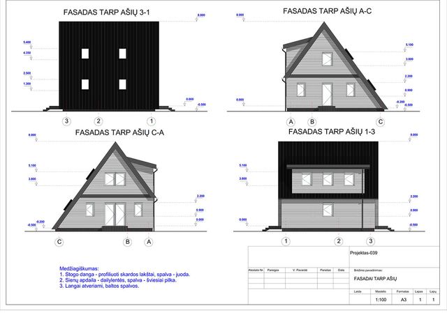 Projektų bendras plotas iki 100 m²