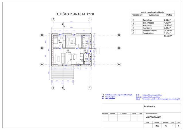 Projektų bendras plotas iki 100 m²