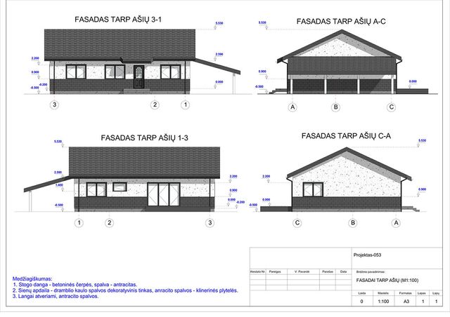 Projektų bendras plotas 100 - 150 m²