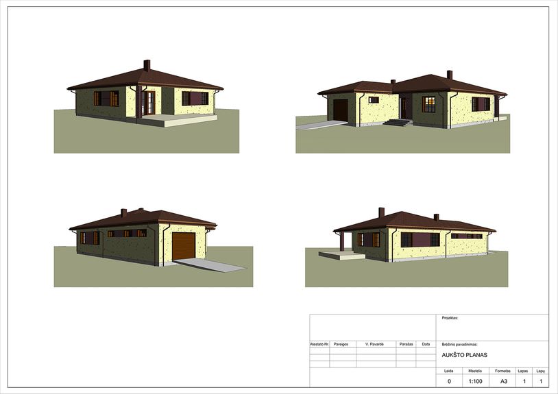 Projektų bendras plotas 100 - 150 m²