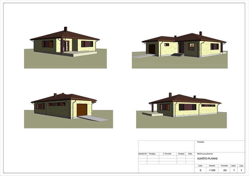 Projektų bendras plotas 100 - 150 m²