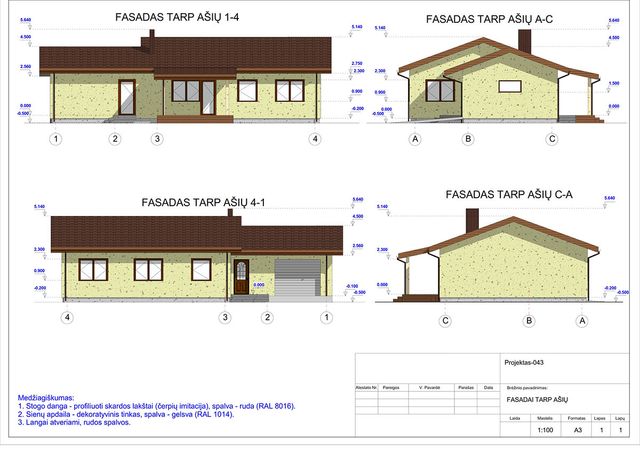 Projektų bendras plotas 100 - 150 m²