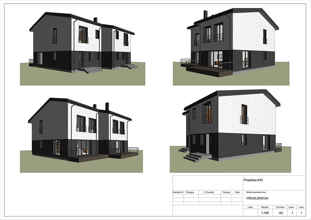 Projektų bendras plotas nuo 150 m²