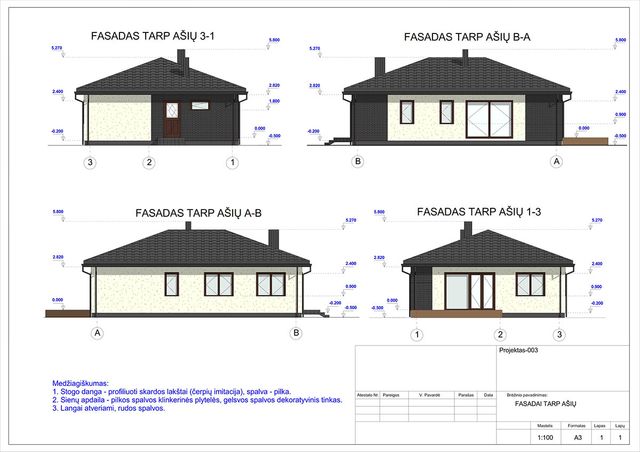 Projektų bendras plotas 100 - 150 m²