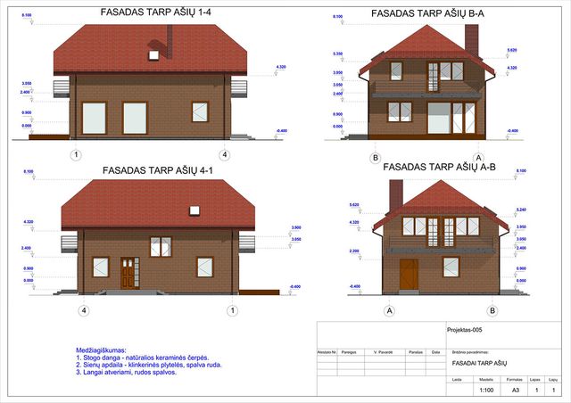 Projektų bendras plotas 100 - 150 m²