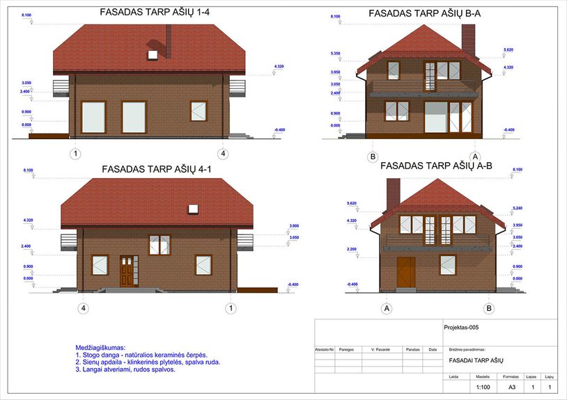 Projektų bendras plotas 100 - 150 m²