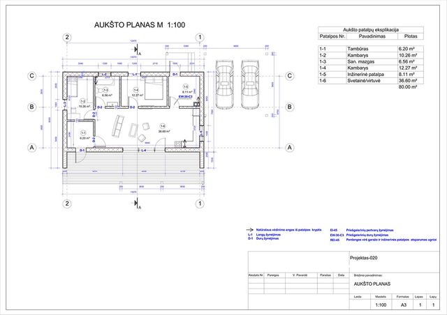 Projektų bendras plotas iki 100 m²