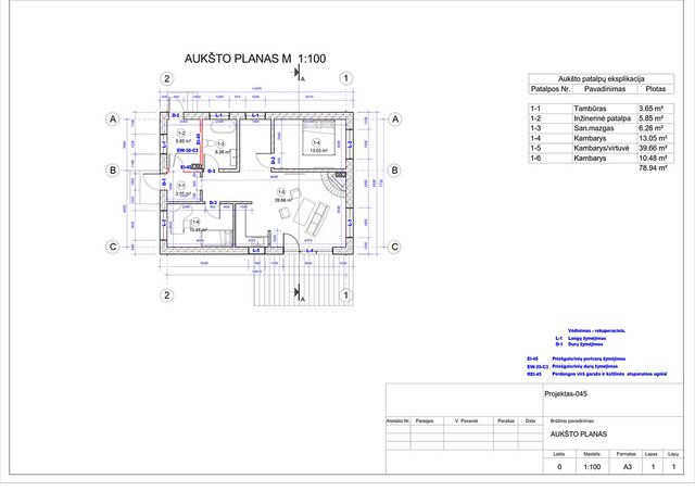 Projektų bendras plotas iki 100 m²