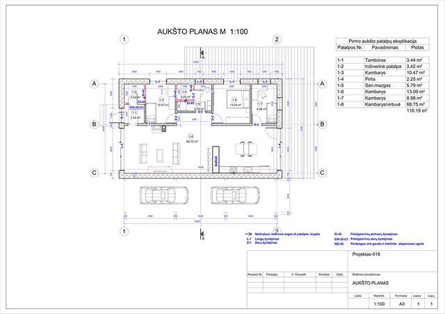 Projektų bendras plotas 100 - 150 m²