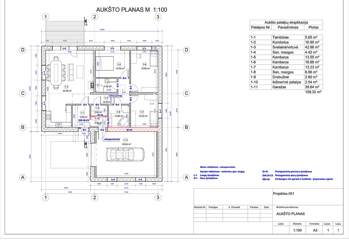 Projektų bendras plotas nuo 150 m²