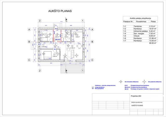 Projektų bendras plotas iki 100 m²
