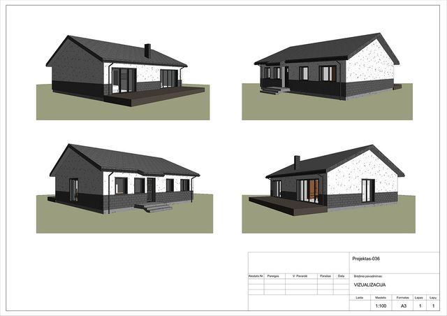 Projektų bendras plotas 100 - 150 m²