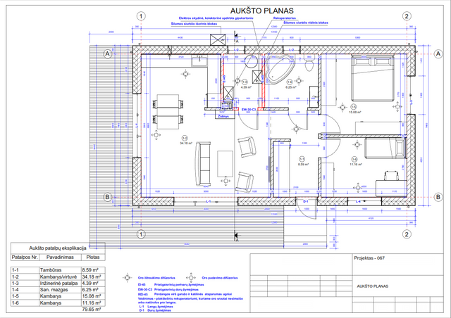 Projektų bendras plotas iki 100 m²