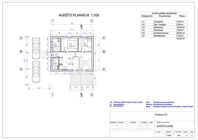 Projektų bendras plotas iki 100 m²