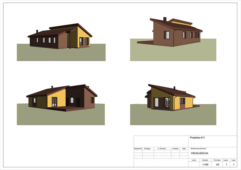 Projektų bendras plotas 100 - 150 m²