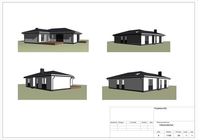 Projektų bendras plotas 100 - 150 m²