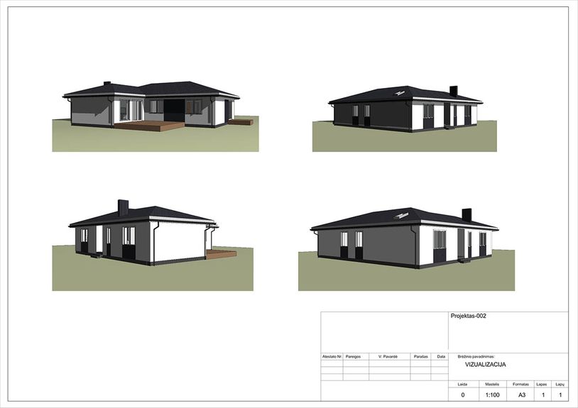 Projektų bendras plotas 100 - 150 m²