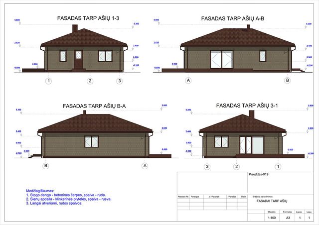 Projektų bendras plotas 100 - 150 m²