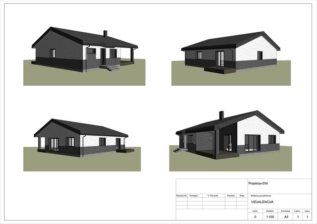 Projektų bendras plotas 100 - 150 m²