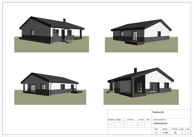 Projektų bendras plotas 100 - 150 m²
