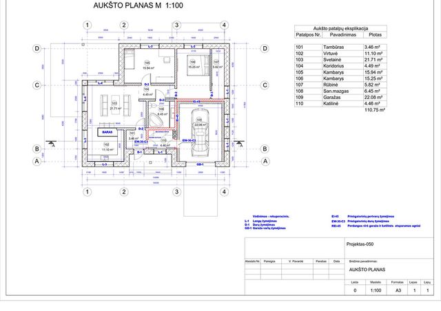 Projektų bendras plotas 100 - 150 m²