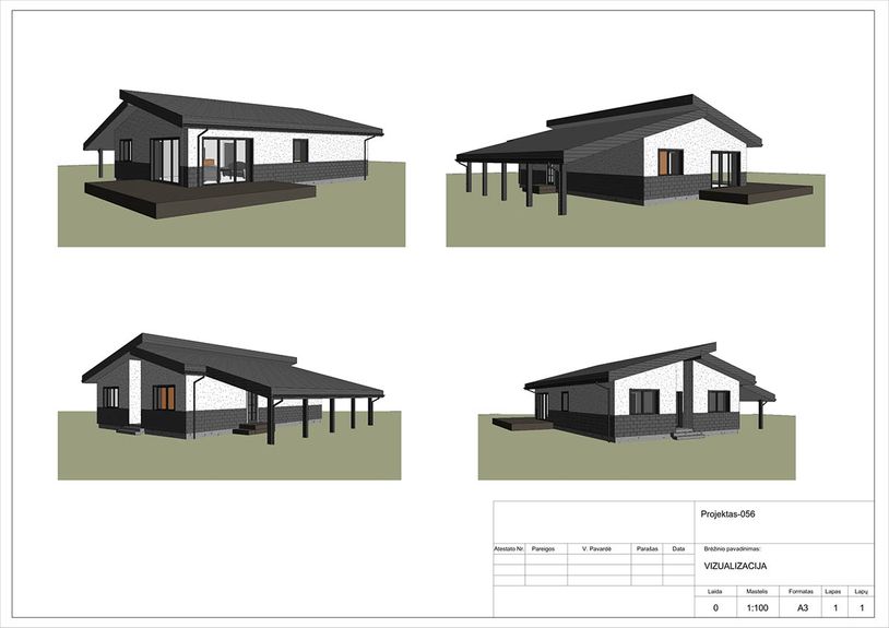 Projektų bendras plotas 100 - 150 m²