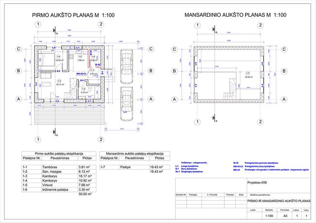 Projektų bendras plotas iki 100 m²
