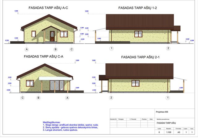 Projektų bendras plotas 100 - 150 m²