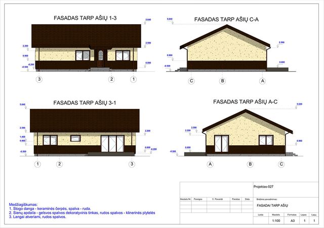 Projektų bendras plotas 100 - 150 m²