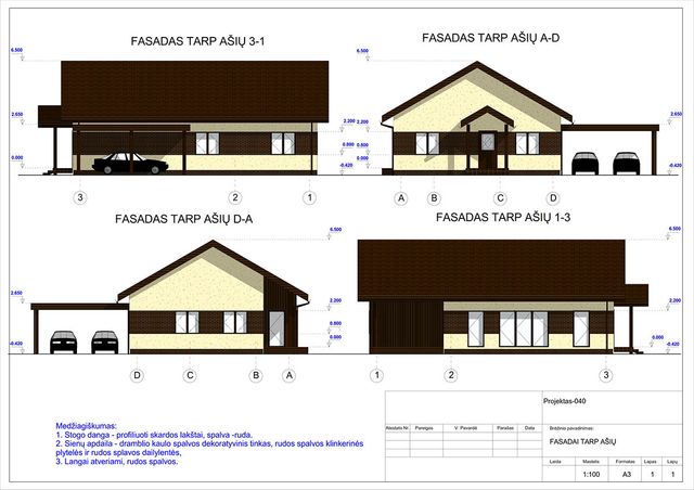 Projektų bendras plotas 100 - 150 m²